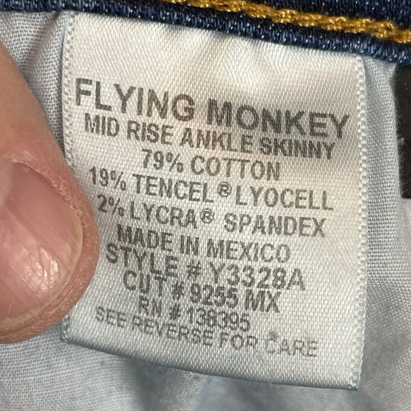 Flying Monkey Mid Rise Ankle Skinny Blue Jeans Distressed Dark Wash Womens 25 - Picture 7 of 13